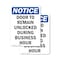 Signmission Door To Remain Unlocked During, 3.5 in W x Rectangle, Vinyl Decal OS-2PACK-NS-D-35-V-11530 - alternate 1